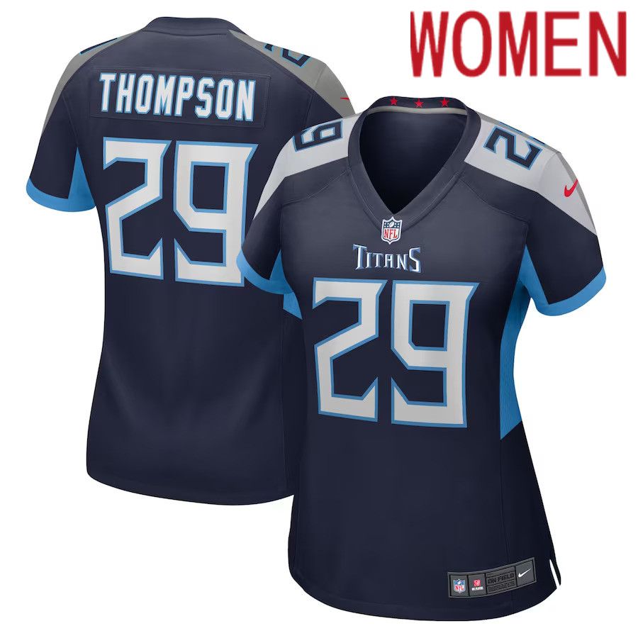 Women Tennessee Titans 29 Josh Thompson Nike Navy Home Game Player NFL Jersey